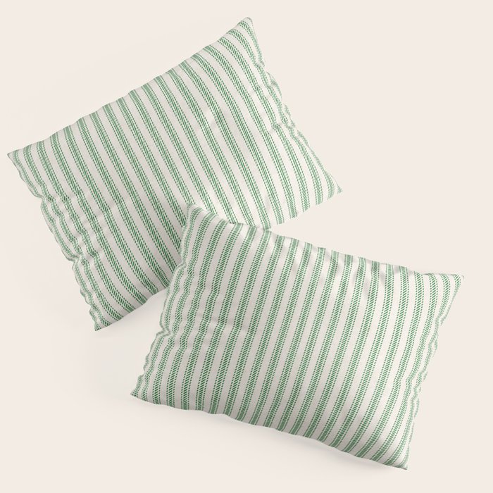 French Green Ticker Stripe Pillow Sham Gallery Image 1