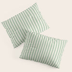 French Green Ticker Stripe Pillow Sham Gallery Image 1