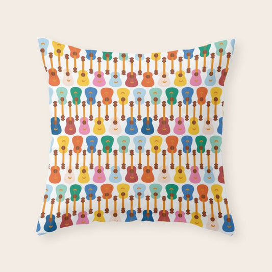 Colorful Guitars Throw Pillow Gallery Image 2