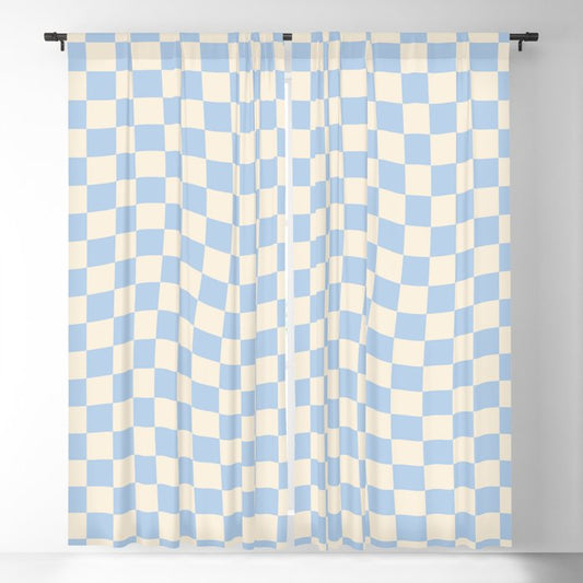 Check - Baby Blue Twist â Checkerboard Print Window Curtain Gallery Image 1