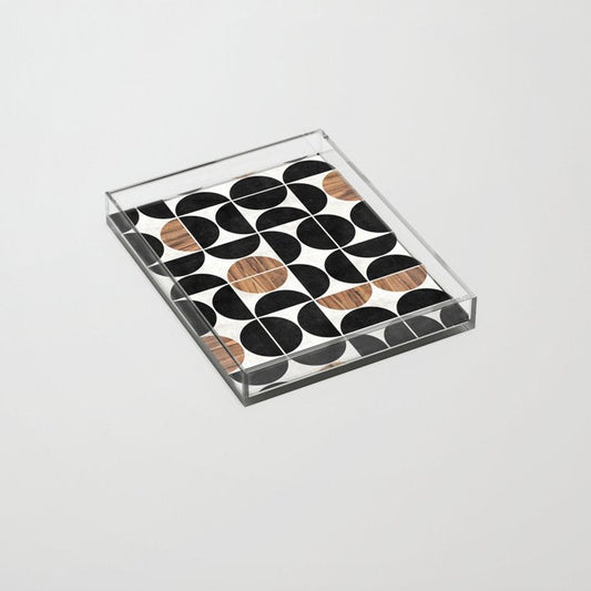 Mid-Century Modern Pattern No.1 - Concrete and Wood Acrylic Tray Gallery Image 2