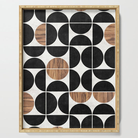 Mid-Century Modern Pattern No.1 - Concrete and Wood Serving Tray Gallery Image 1