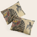 Striped Vintage Minhwa Tiger and Magpie Pillow Sham Gallery Image 1