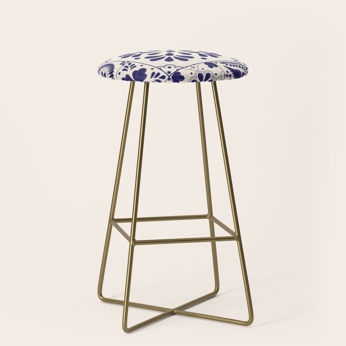 Blue Mexican Talavera Pattern by Akbaly Stool Gallery Image 2
