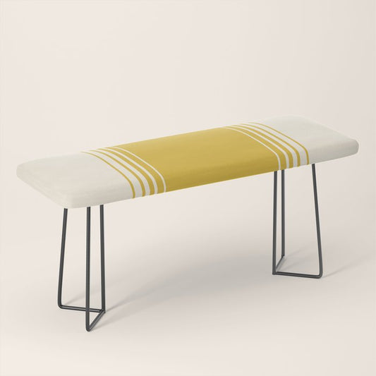 Marigold Yellow and Creme Lines Bench Gallery Image 1