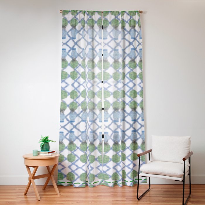 Hand Painted Ginger Jar Chinoiserie Pattern Window Curtain Gallery Image 12