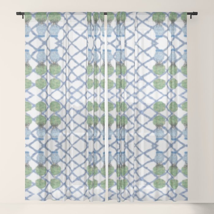 Hand Painted Ginger Jar Chinoiserie Pattern Window Curtain Gallery Image 17