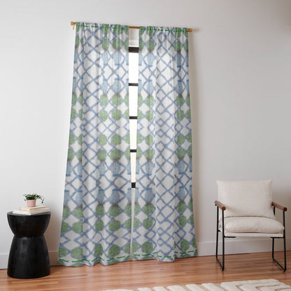 Hand Painted Ginger Jar Chinoiserie Pattern Window Curtain Gallery Image 10