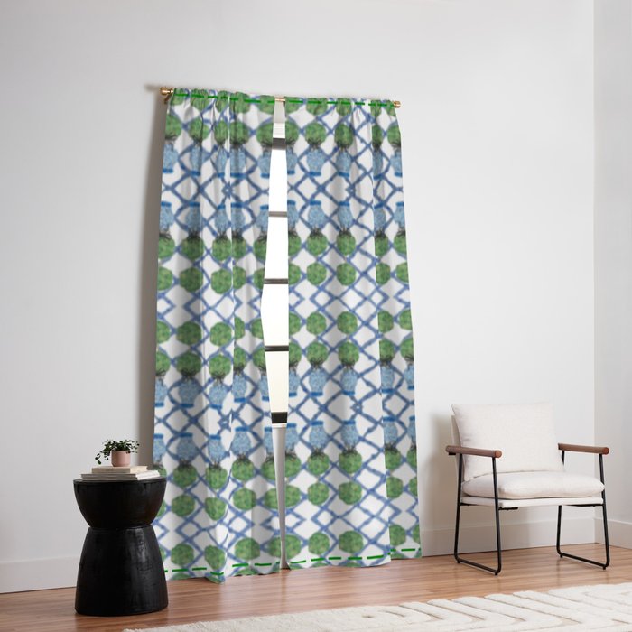 Hand Painted Ginger Jar Chinoiserie Pattern Window Curtain Gallery Image 6