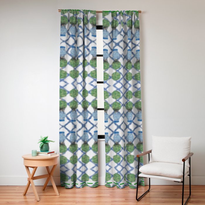 Hand Painted Ginger Jar Chinoiserie Pattern Window Curtain Gallery Image 4