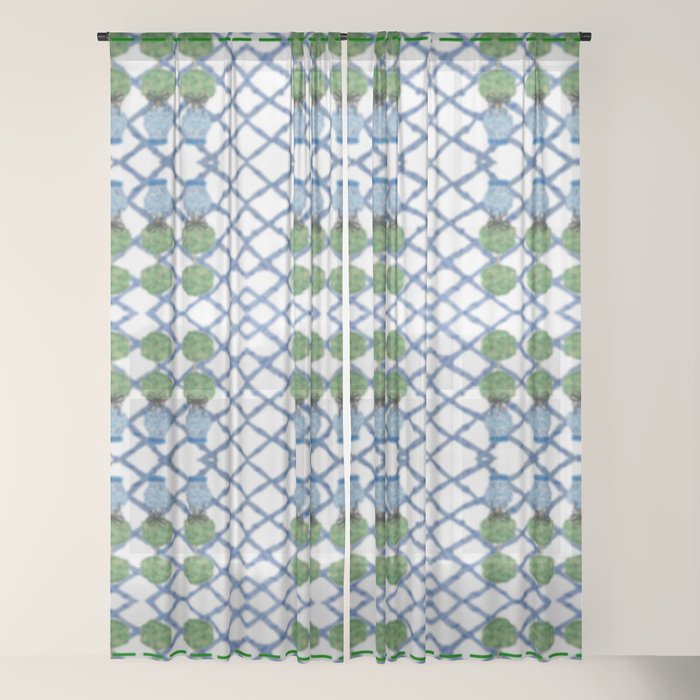 Hand Painted Ginger Jar Chinoiserie Pattern Window Curtain Gallery Image 22