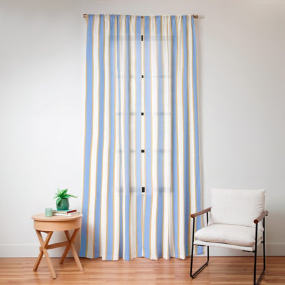 Vintage Cabana Stripe Pastel Blue And Gold Retro Coastal Beach Vibe Window Curtain Gallery Image 16