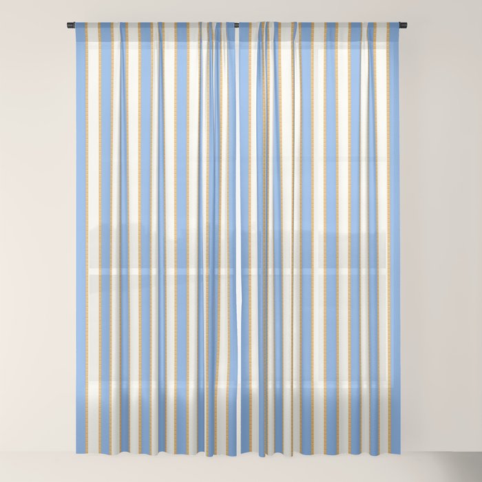 Vintage Cabana Stripe Pastel Blue And Gold Retro Coastal Beach Vibe Window Curtain Gallery Image 22