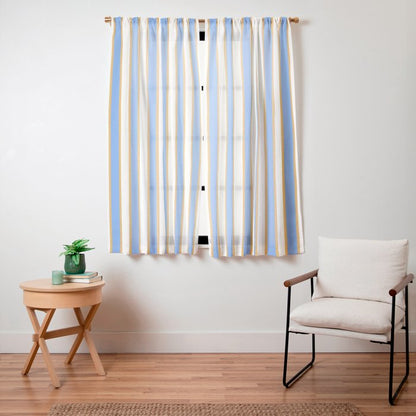 Vintage Cabana Stripe Pastel Blue And Gold Retro Coastal Beach Vibe Window Curtain Gallery Image 11
