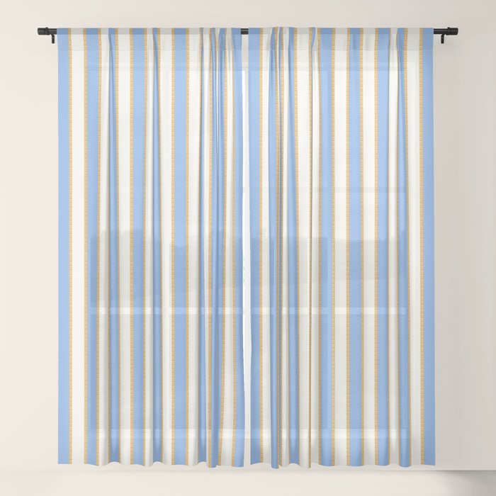 Vintage Cabana Stripe Pastel Blue And Gold Retro Coastal Beach Vibe Window Curtain Gallery Image 21