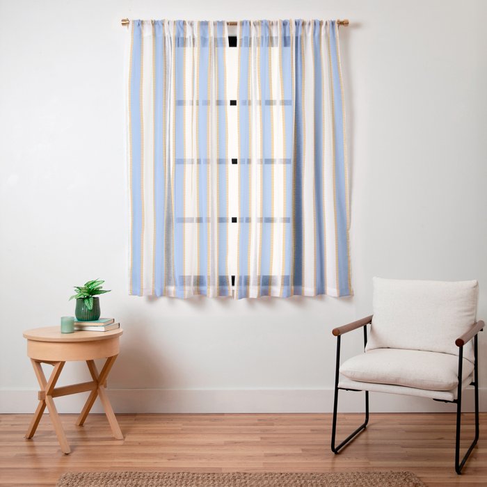 Vintage Cabana Stripe Pastel Blue And Gold Retro Coastal Beach Vibe Window Curtain Gallery Image 19