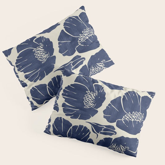 Poppies Indigo Pillow Sham Gallery Image 1