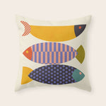 mid century abstract fishes Throw Pillow Gallery Image 1