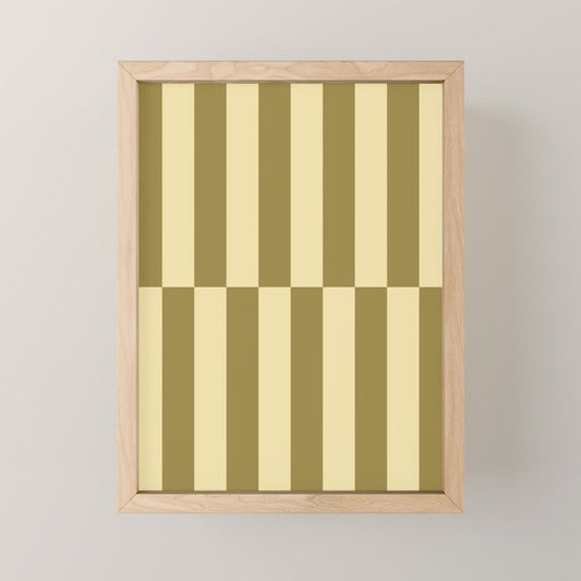 Strippy - Butter and Olive Mini Art Print Gallery Image 1