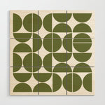 Mid Century Modern Geometric 04 Olive Green Wood Wall Art Gallery Image 1
