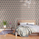 Marigold - pink and teal on linen Wallpaper Gallery Image 1