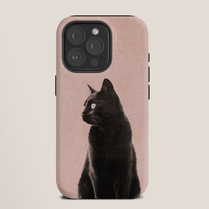 MINIMAL ANIMAL / Black Cat - peach iPhone Case Gallery Image 11