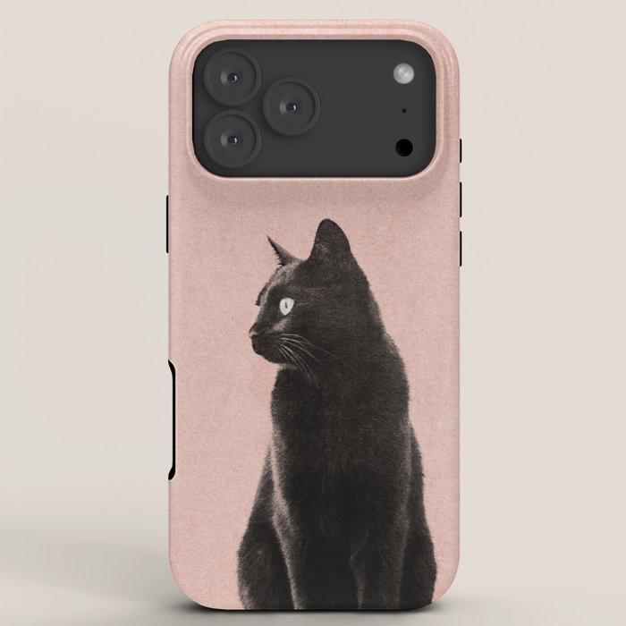 MINIMAL ANIMAL / Black Cat - peach iPhone Case Gallery Image 8