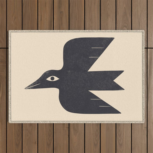 Minimal Blackbird No. 1 Outdoor Rug Gallery Image 1