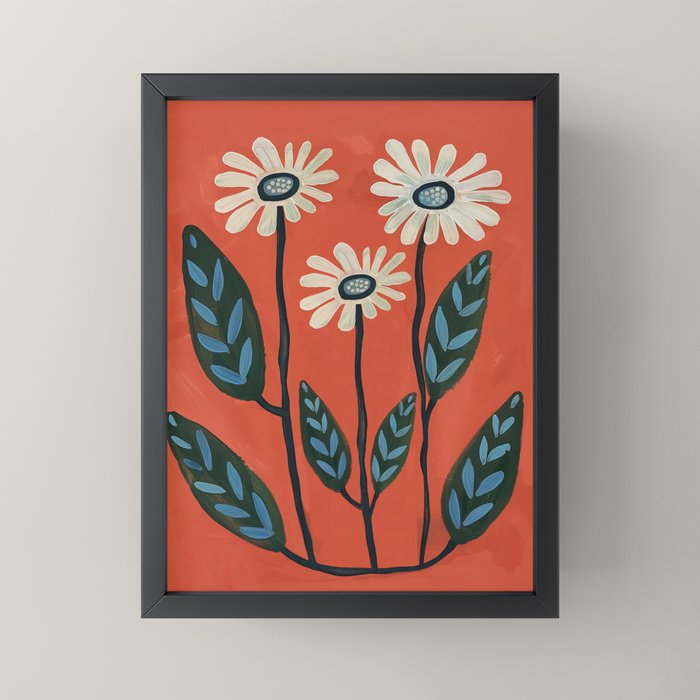 Terracotta Abstract Daisy Flowers Mini Art Print Gallery Image 3