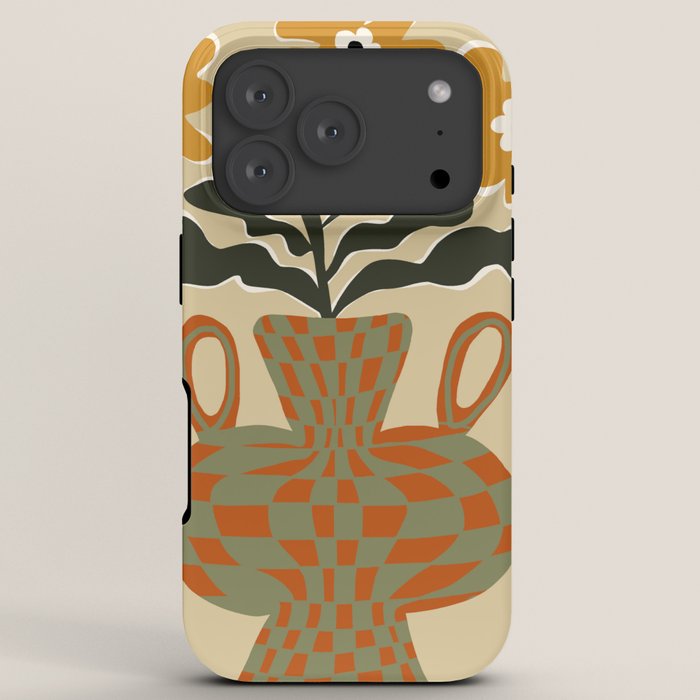 vintage flower vase with check iPhone Case Gallery Image 7