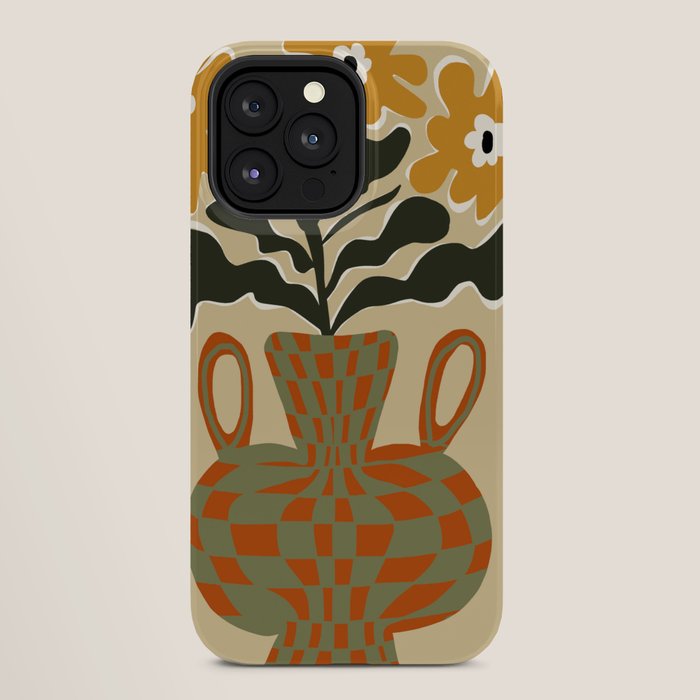 vintage flower vase with check iPhone Case Gallery Image 28