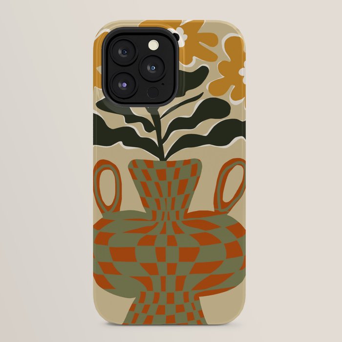 vintage flower vase with check iPhone Case Gallery Image 24