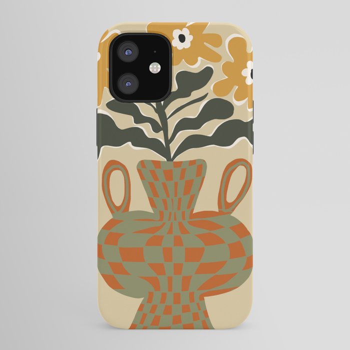 vintage flower vase with check iPhone Case Gallery Image 41