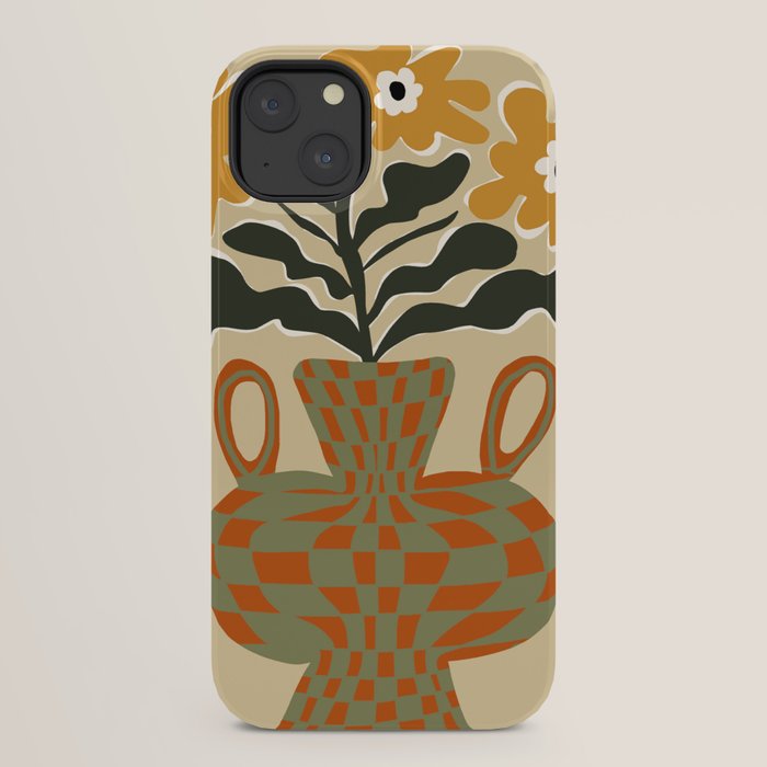 vintage flower vase with check iPhone Case Gallery Image 22
