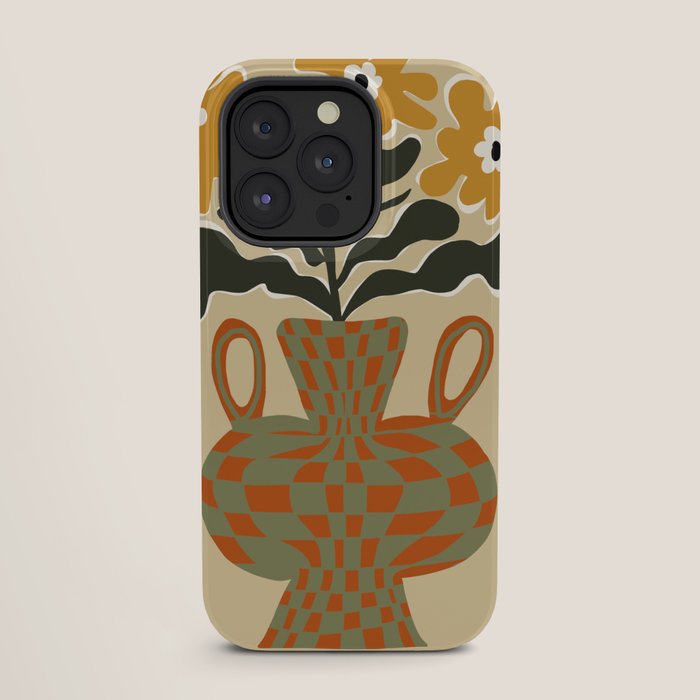vintage flower vase with check iPhone Case Gallery Image 27