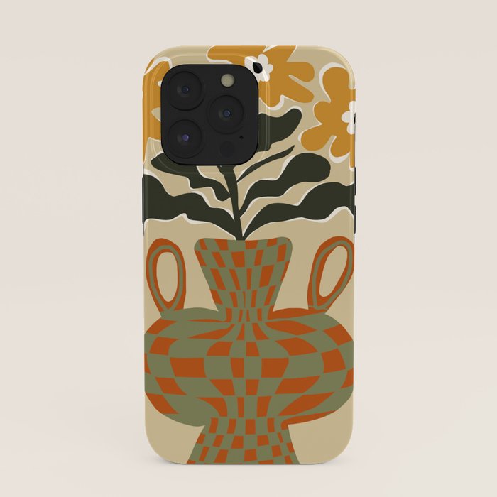 vintage flower vase with check iPhone Case Gallery Image 39