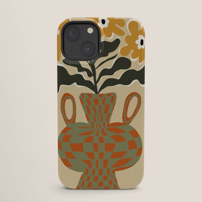 vintage flower vase with check iPhone Case Gallery Image 25
