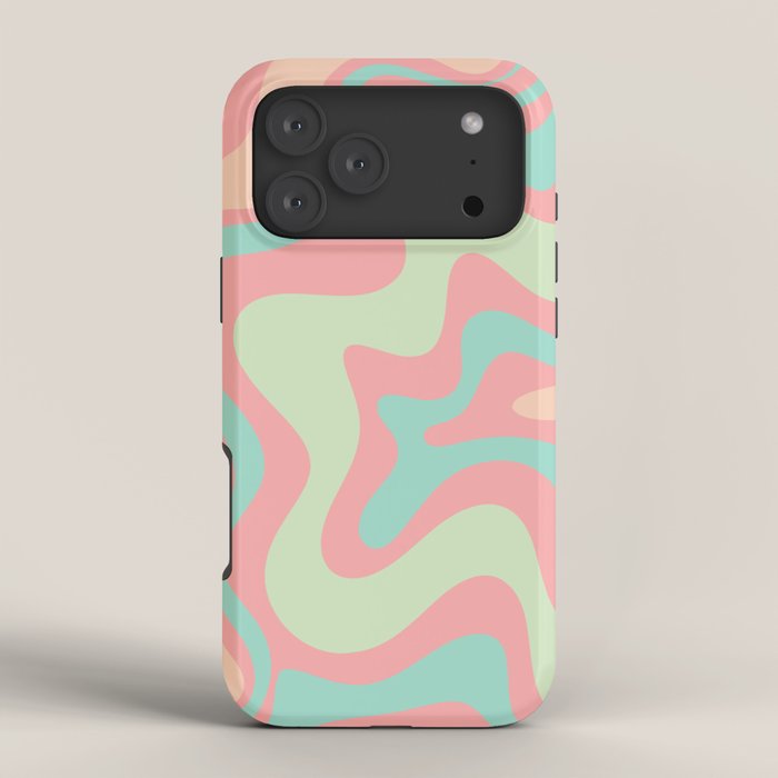 Retro Liquid Swirl Abstract Pattern in Pastel Sherbet Blush Pink and Mint iPhone Case Gallery Image 4
