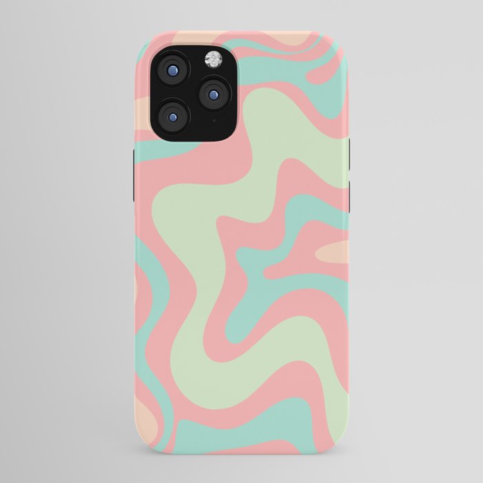 Retro Liquid Swirl Abstract Pattern in Pastel Sherbet Blush Pink and Mint iPhone Case Gallery Image 43
