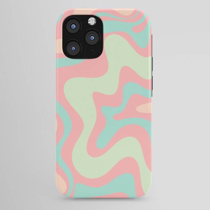 Retro Liquid Swirl Abstract Pattern in Pastel Sherbet Blush Pink and Mint iPhone Case Gallery Image 44