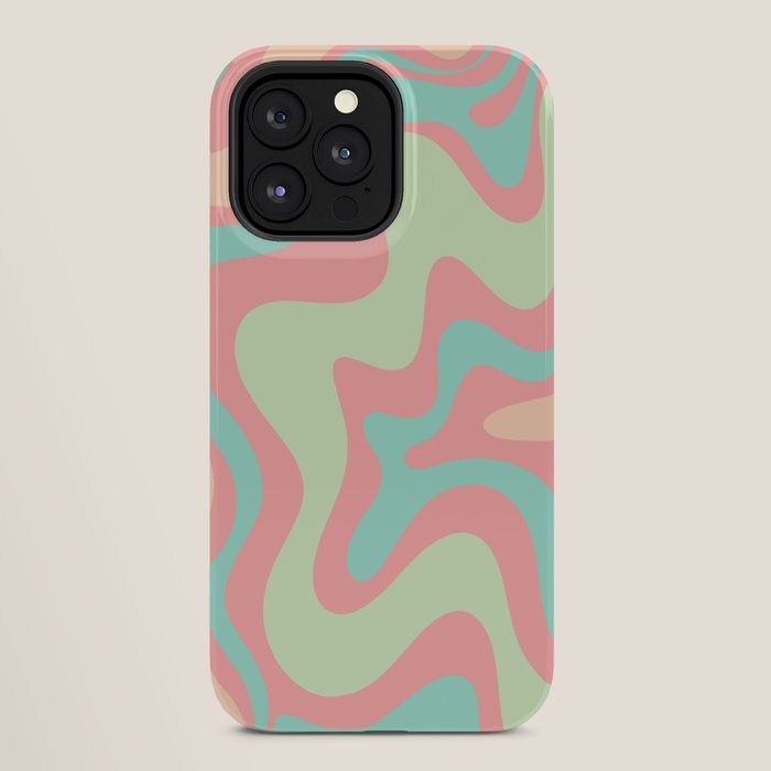 Retro Liquid Swirl Abstract Pattern in Pastel Sherbet Blush Pink and Mint iPhone Case Gallery Image 28