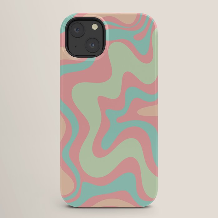 Retro Liquid Swirl Abstract Pattern in Pastel Sherbet Blush Pink and Mint iPhone Case Gallery Image 26