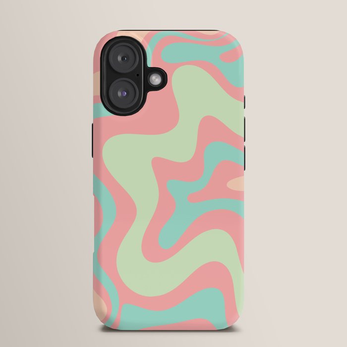 Retro Liquid Swirl Abstract Pattern in Pastel Sherbet Blush Pink and Mint iPhone Case Gallery Image 13