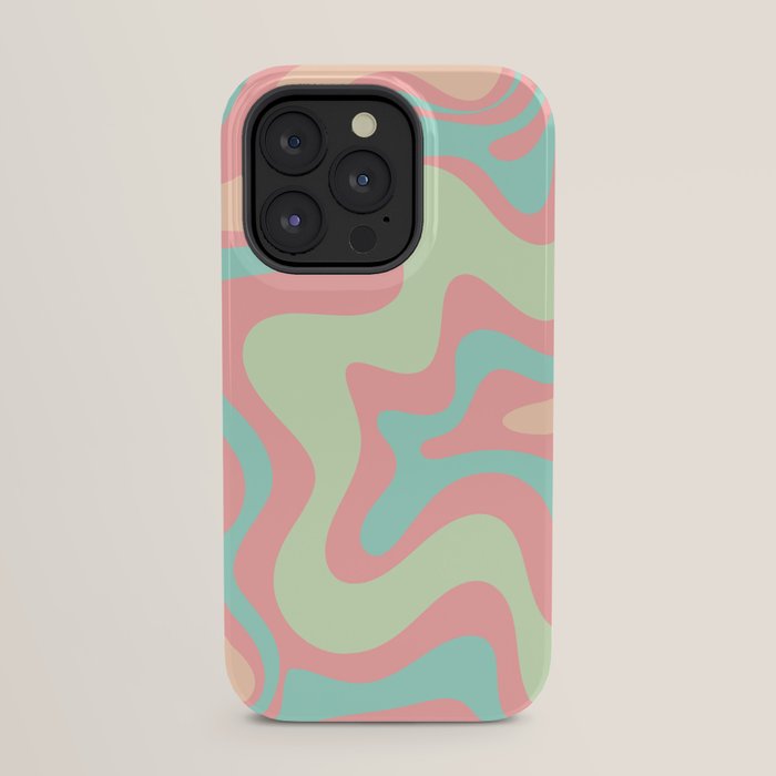 Retro Liquid Swirl Abstract Pattern in Pastel Sherbet Blush Pink and Mint iPhone Case Gallery Image 23