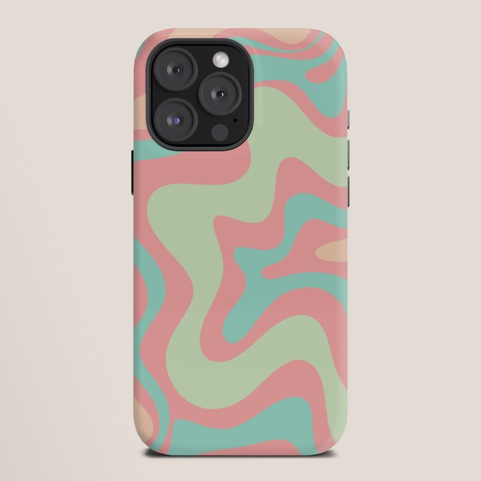 Retro Liquid Swirl Abstract Pattern in Pastel Sherbet Blush Pink and Mint iPhone Case Gallery Image 12