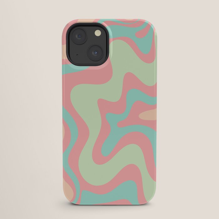Retro Liquid Swirl Abstract Pattern in Pastel Sherbet Blush Pink and Mint iPhone Case Gallery Image 25