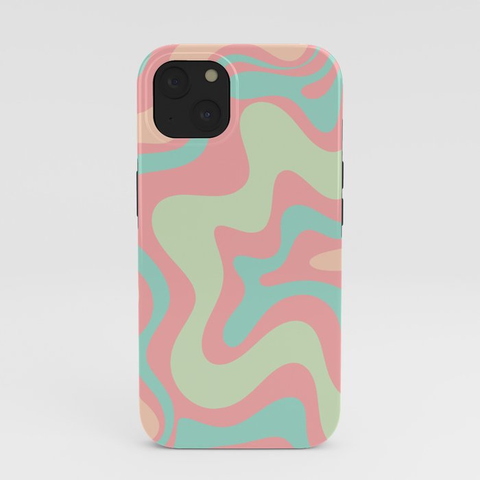 Retro Liquid Swirl Abstract Pattern in Pastel Sherbet Blush Pink and Mint iPhone Case Gallery Image 37