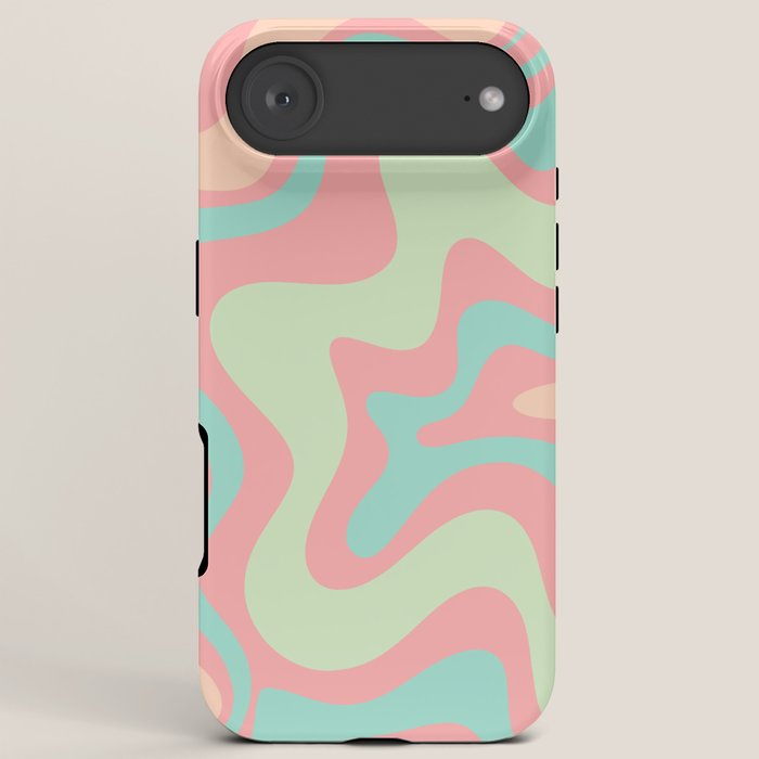 Retro Liquid Swirl Abstract Pattern in Pastel Sherbet Blush Pink and Mint iPhone Case Gallery Image 6
