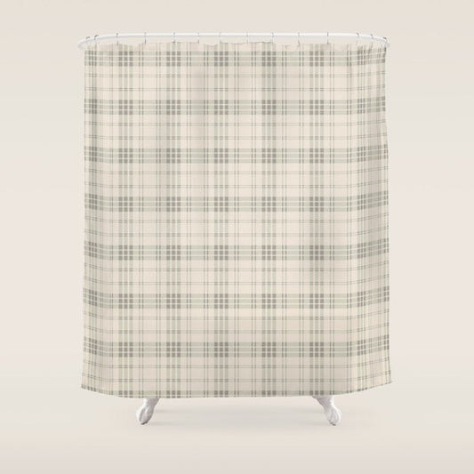 Cream Plaid Shower Curtain Gallery Image 1