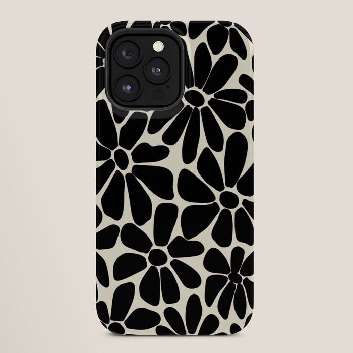 Black and White Retro Floral Art Print iPhone Case Gallery Image 28